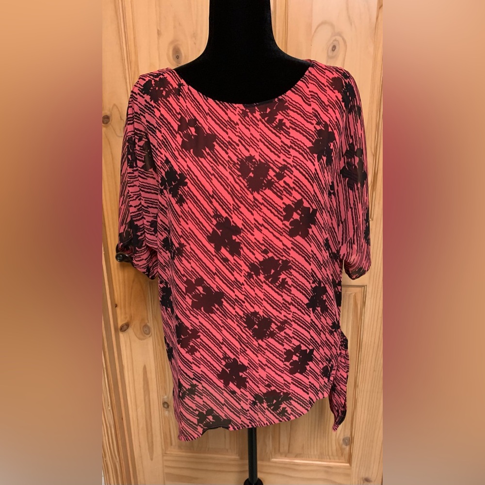 Dana Buchman Pink Boxy Graphic Blouse